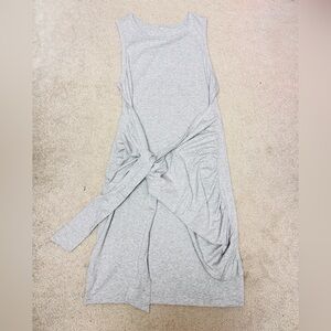 Casual Faux Wrap Gray Sleeveless Dress